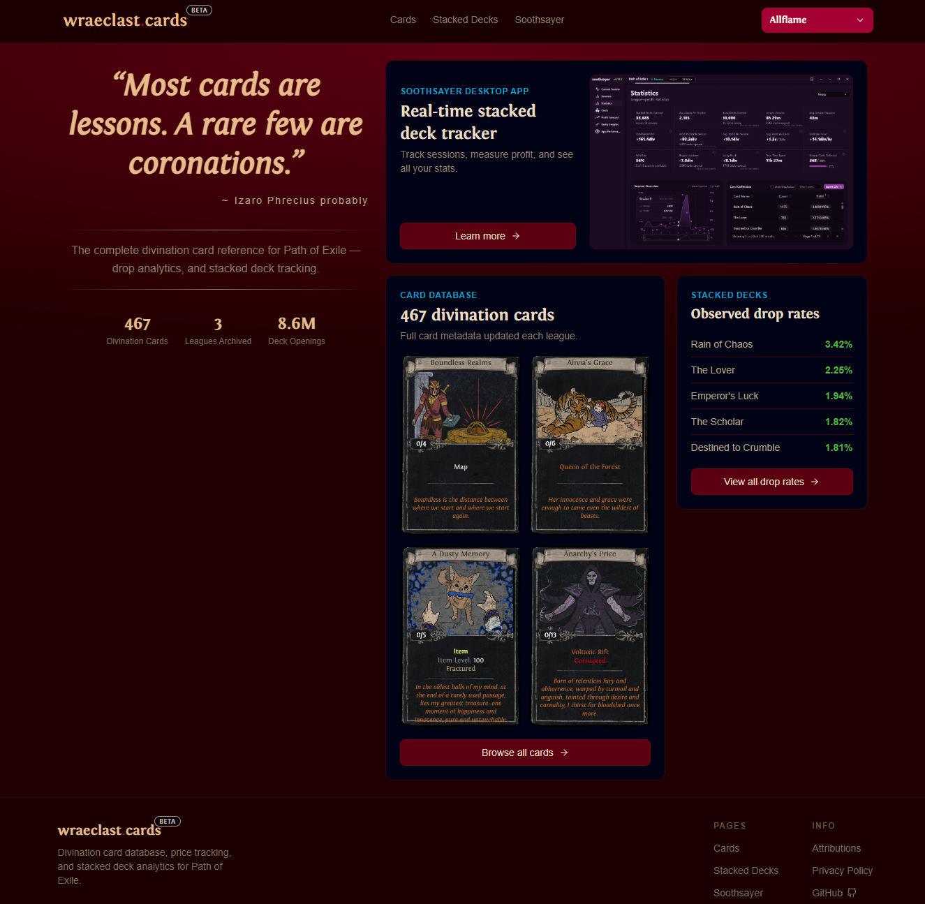 wraeclast.cards screenshot